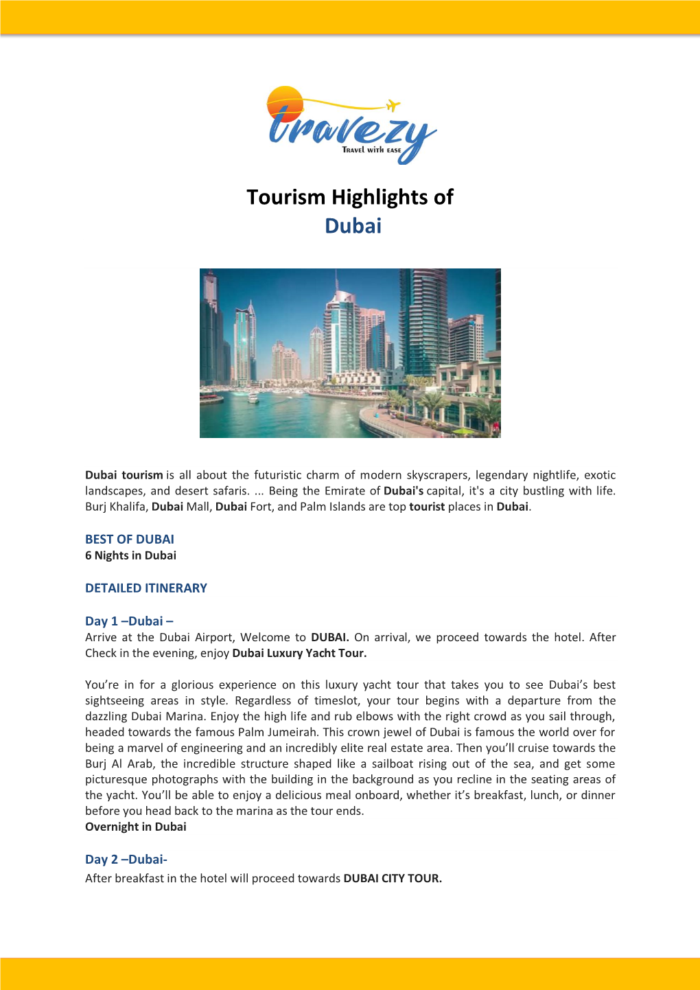 Tourism Highlights of Dubai