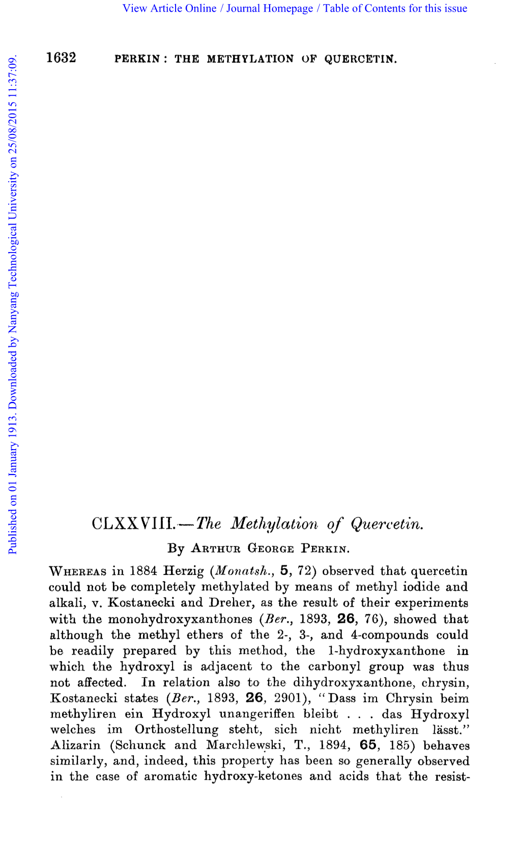 CLXX VIIL- the Methylation of Quercetin