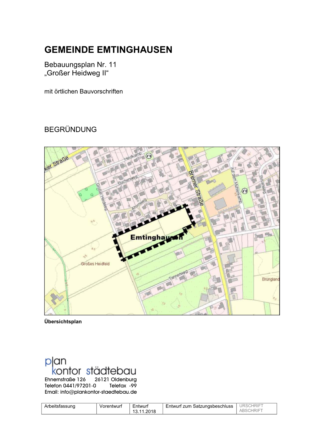 GEMEINDE EMTINGHAUSEN Bebauungsplan Nr