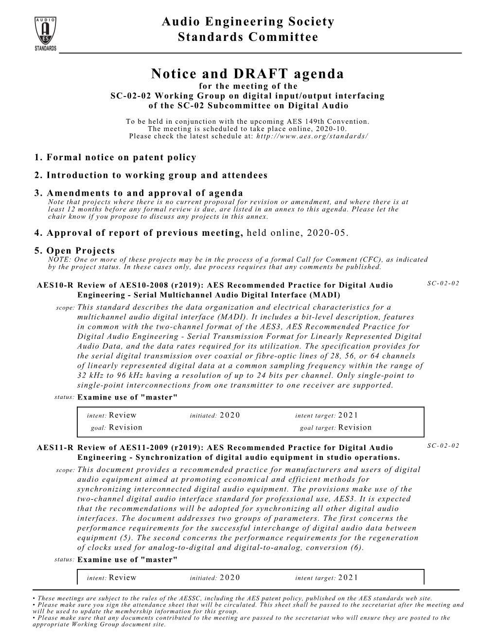 Audio Engineering Society Standards Committee