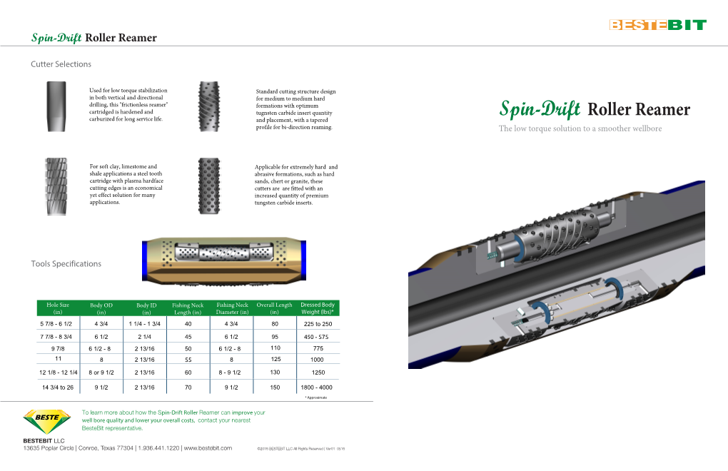 Spin-Drift Roller Reamer