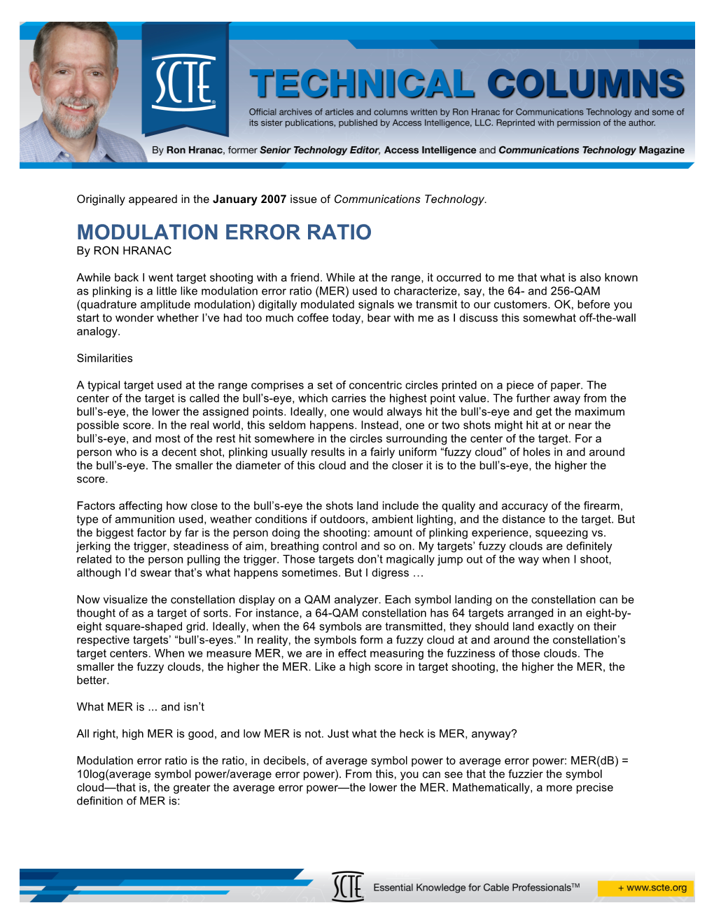 MODULATION ERROR RATIO by RON HRANAC