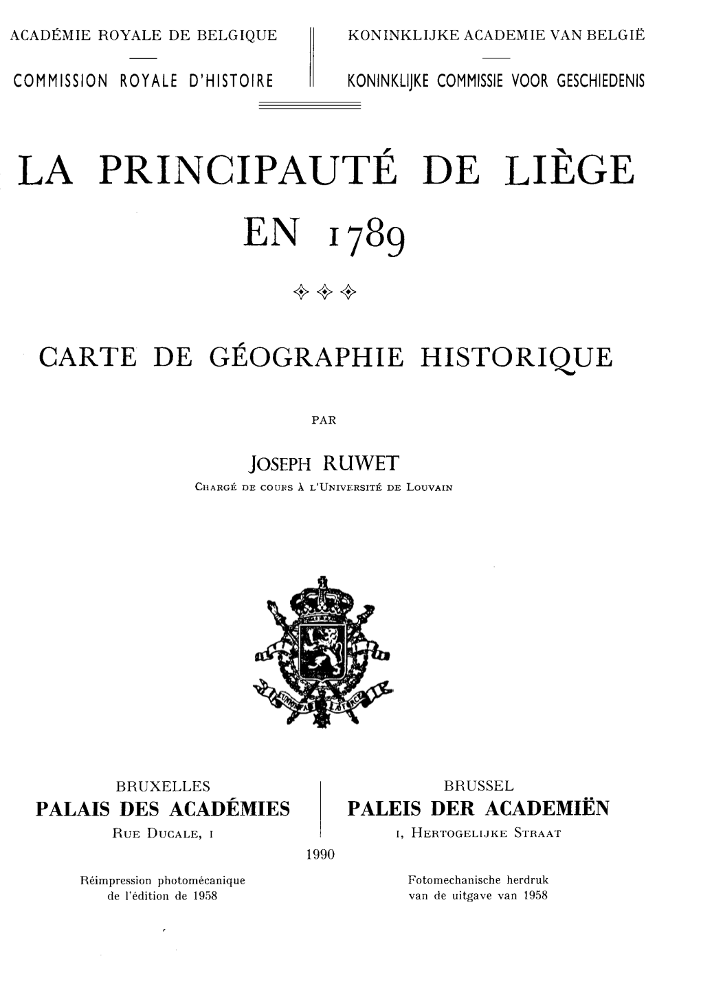 La Principauté De Liège En 1789 : Carte De Géographie Historique