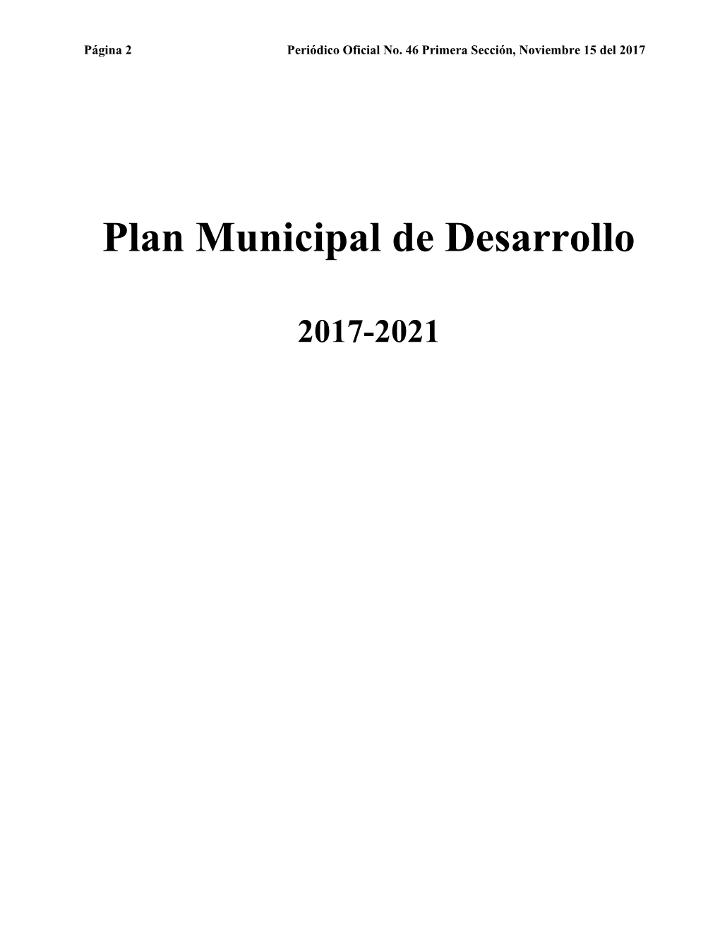 Plan Municipal De Desarrollo