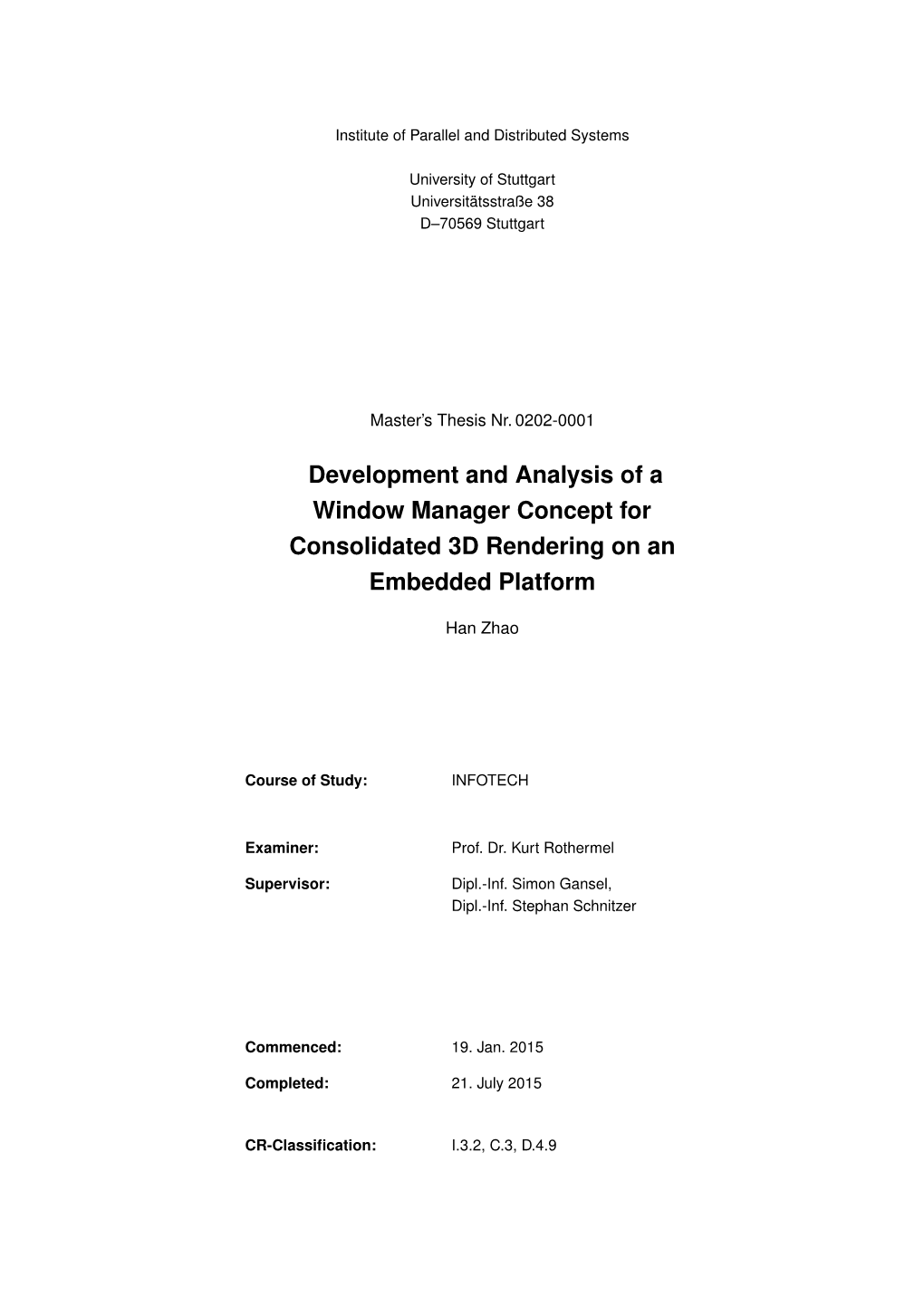 Development and Analysis of a Window Manager Concept for Consolidated 3D Rendering on an Embedded Platform