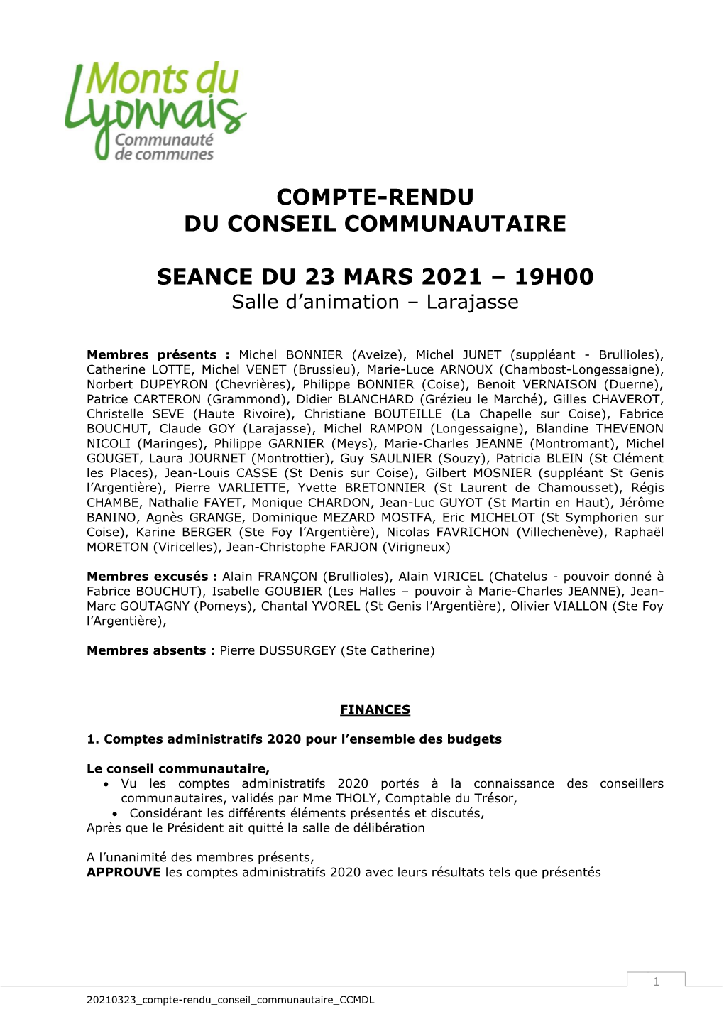 Conseil Communautaire