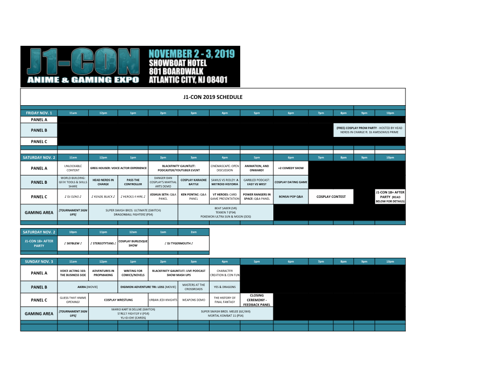 J1-Con 2019 Schedule