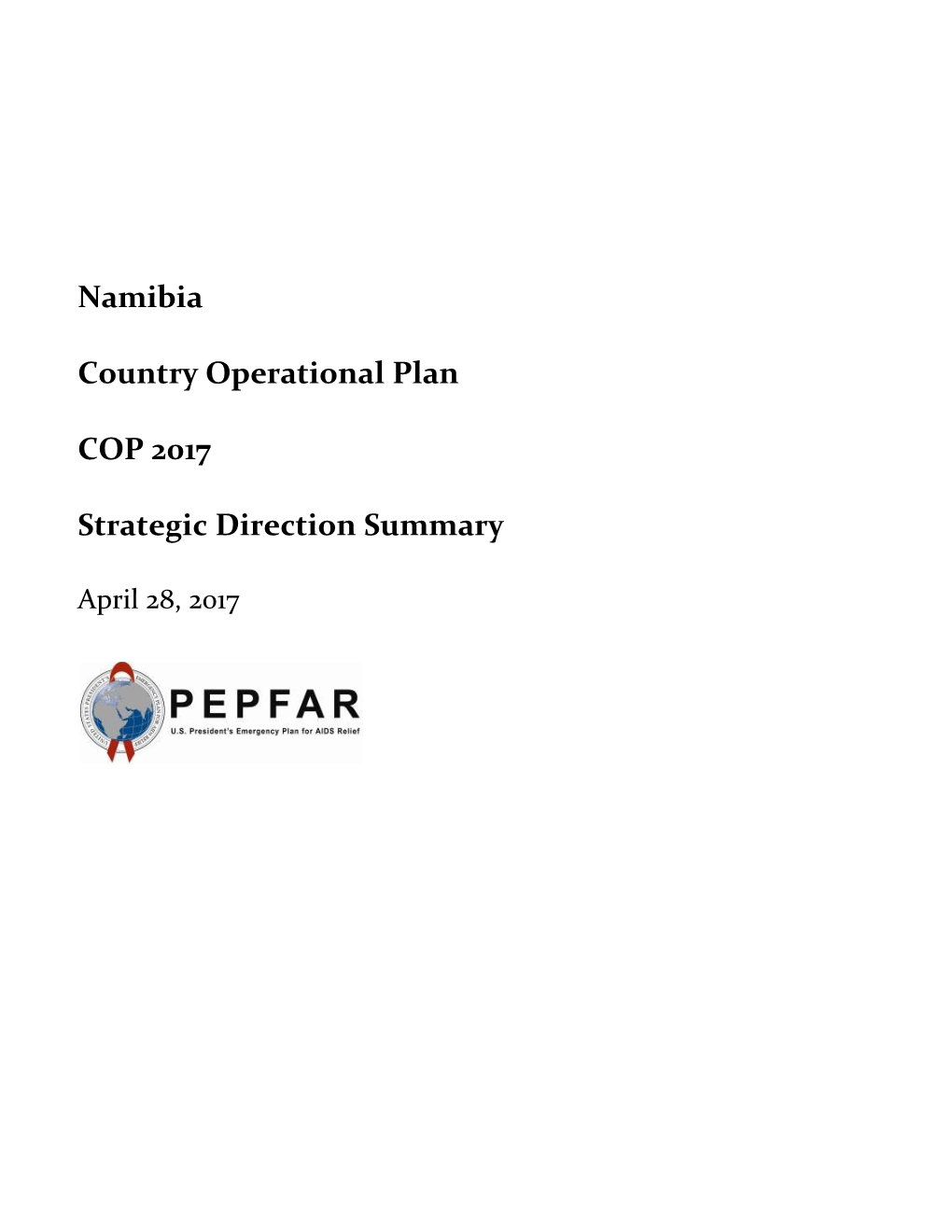 Namibia Country Operational Plan COP 2017 Strategic Direction