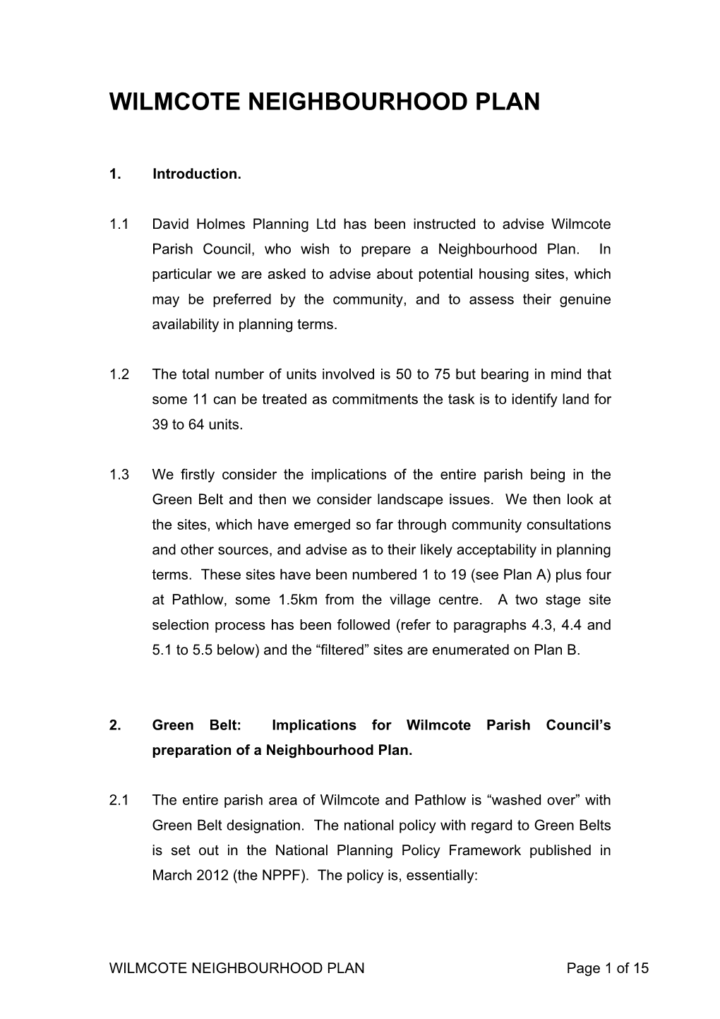 Wilmcote Neighbourhood Plan