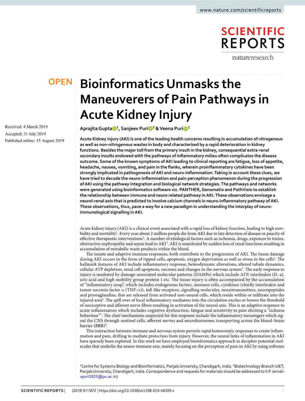 Bioinformatics Unmasks the Maneuverers of Pain Pathways In