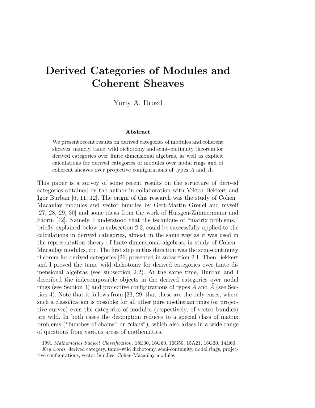 Derived Categories of Modules and Coherent Sheaves