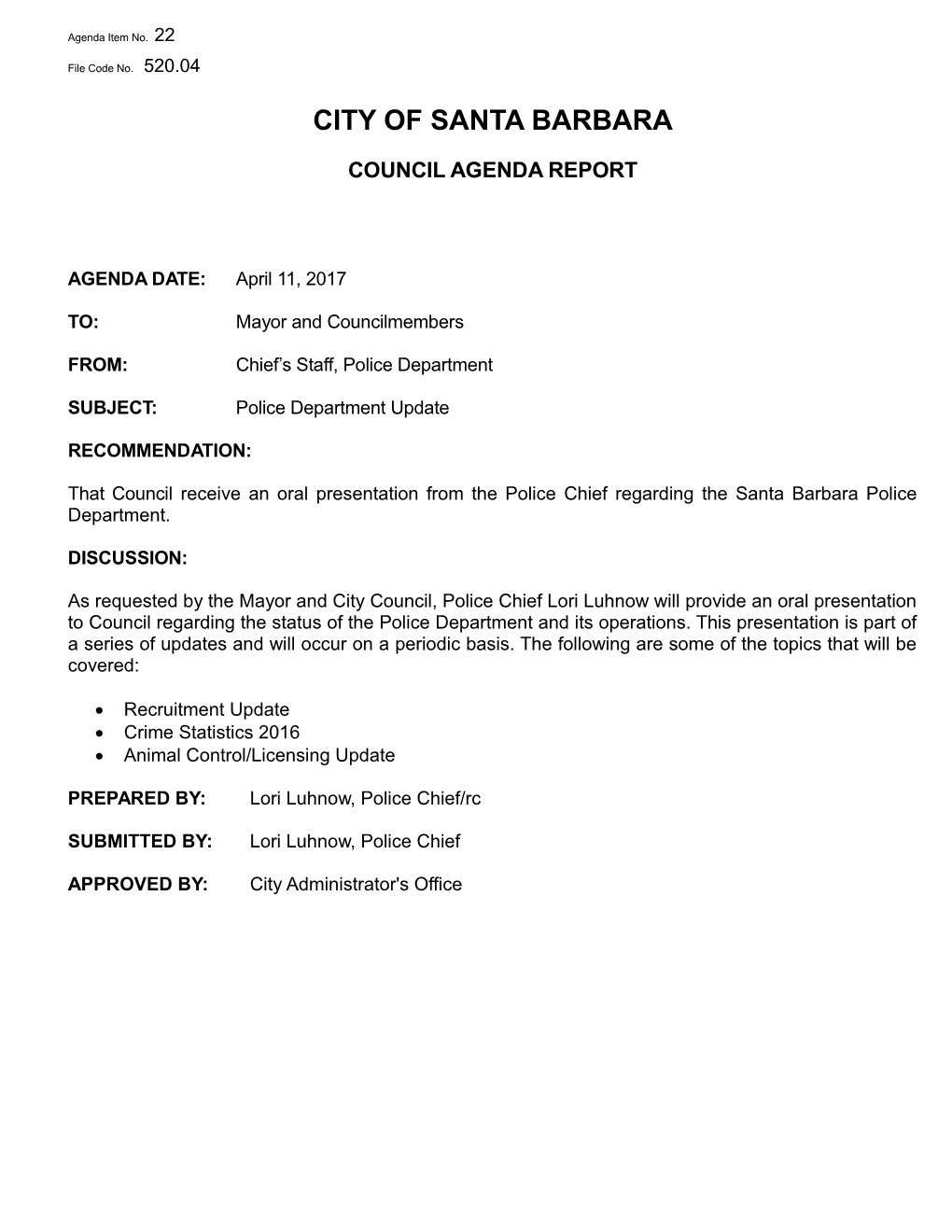 Council Agenda Report s1