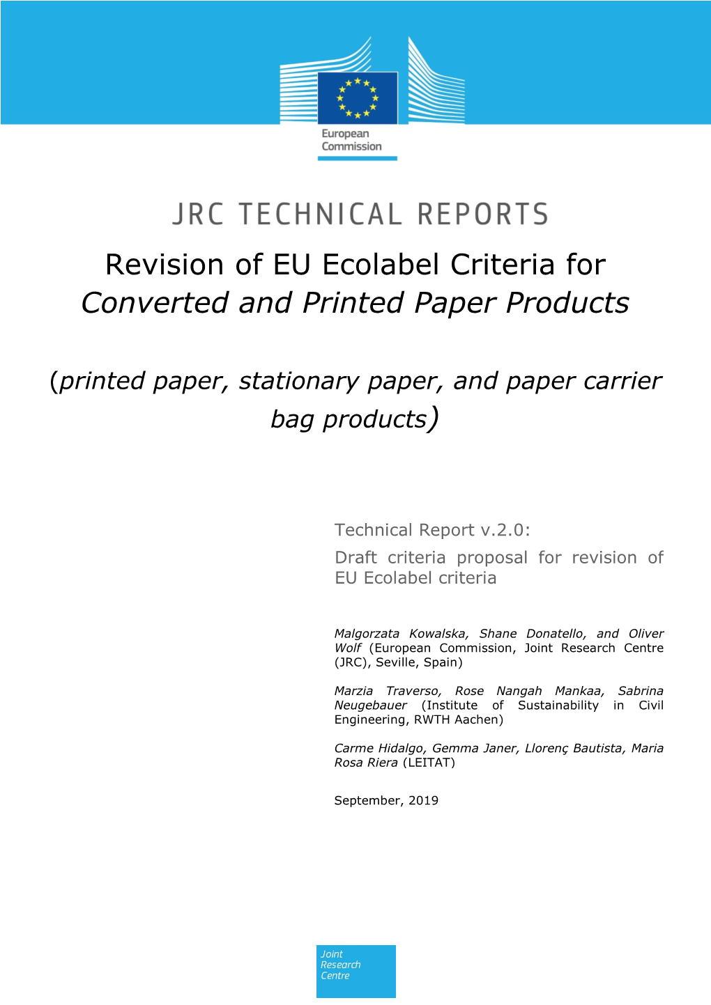 Revision of EU Ecolabel Criteria for Converted and Printed Paper Products