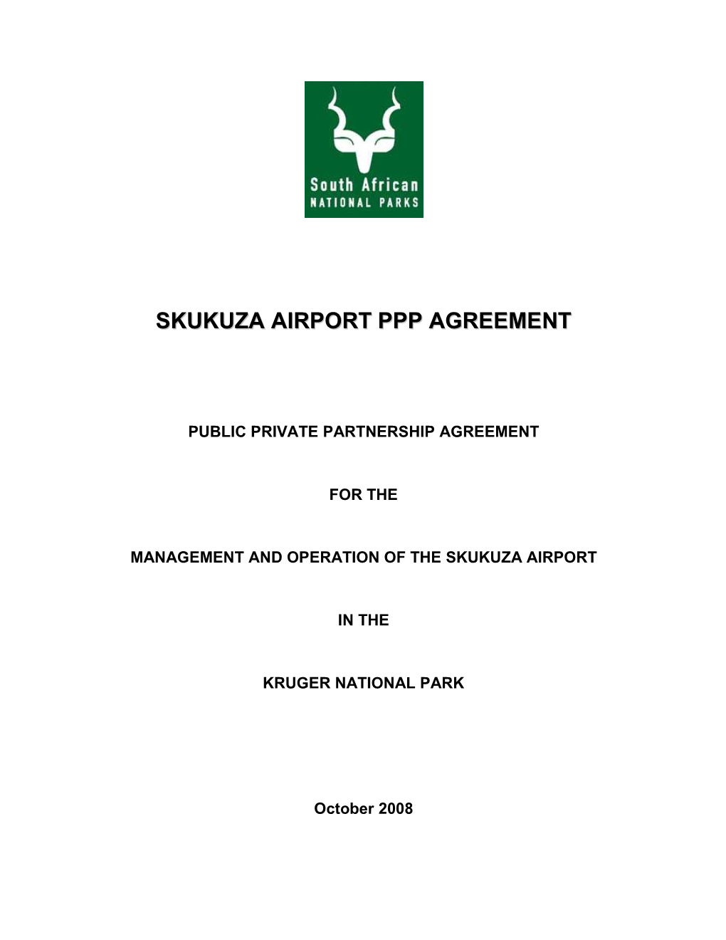 Skukuza Airport Ppp Agreement