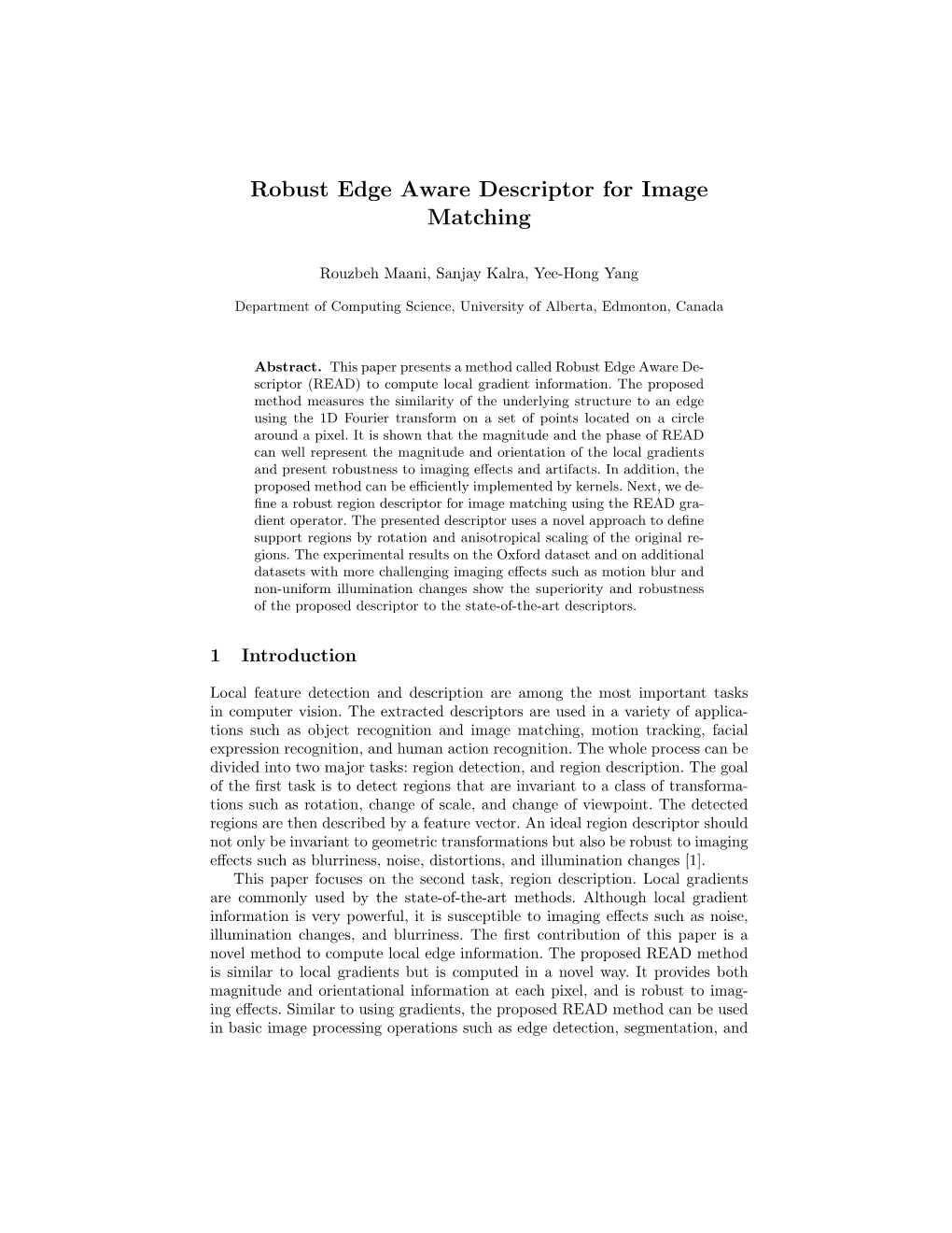 Robust Edge Aware Descriptor for Image Matching