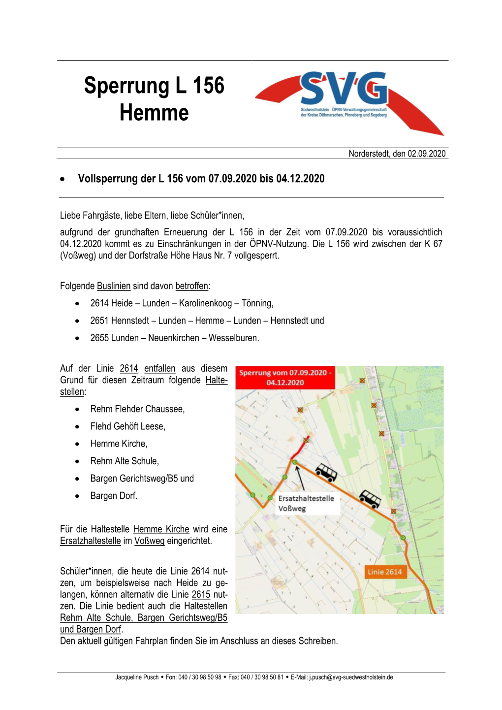 Information Sperrung Hemme Mit Fahrplan