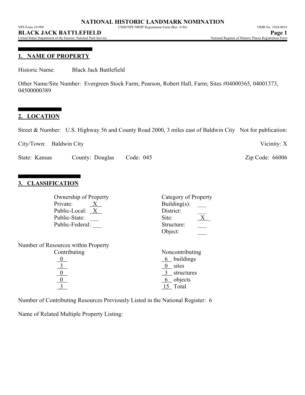 NATIONAL HISTORIC LANDMARK NOMINATION NPS Form 10-900 USDI/NPS NRHP Registration Form (Rev