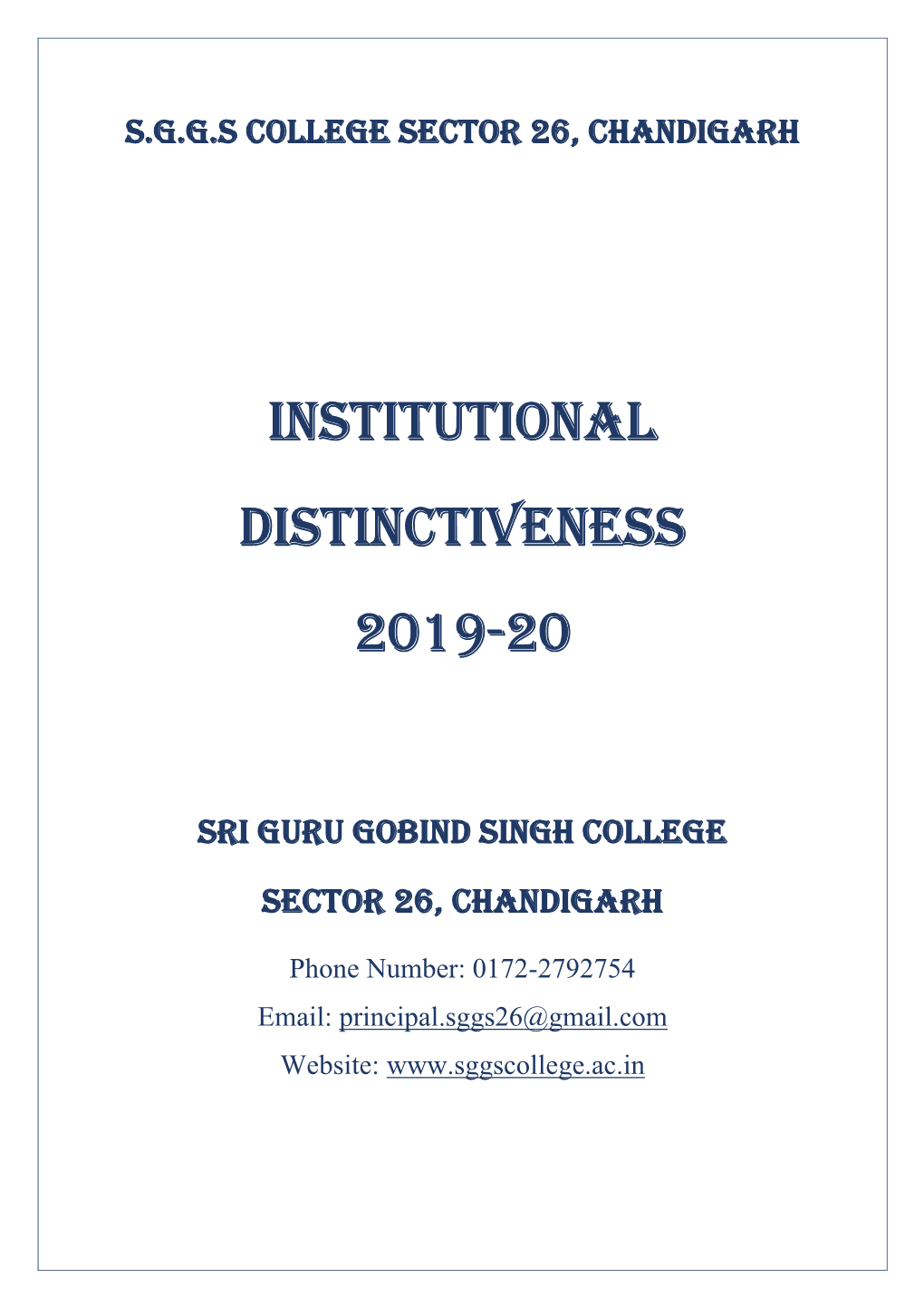 Institutional Distinctiveness 2019-20