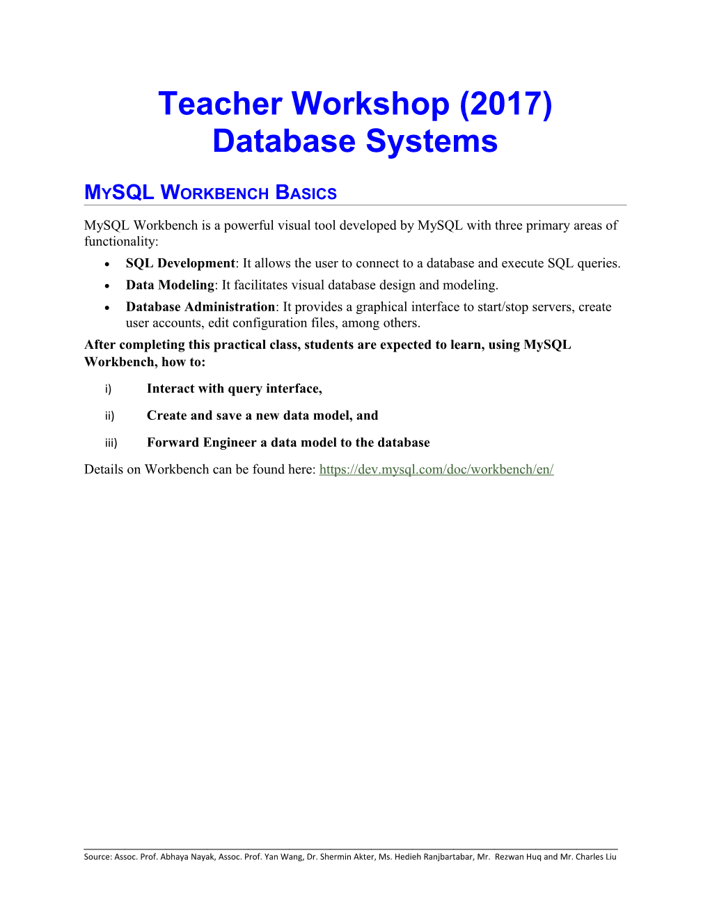 Mysql Workbench Basics