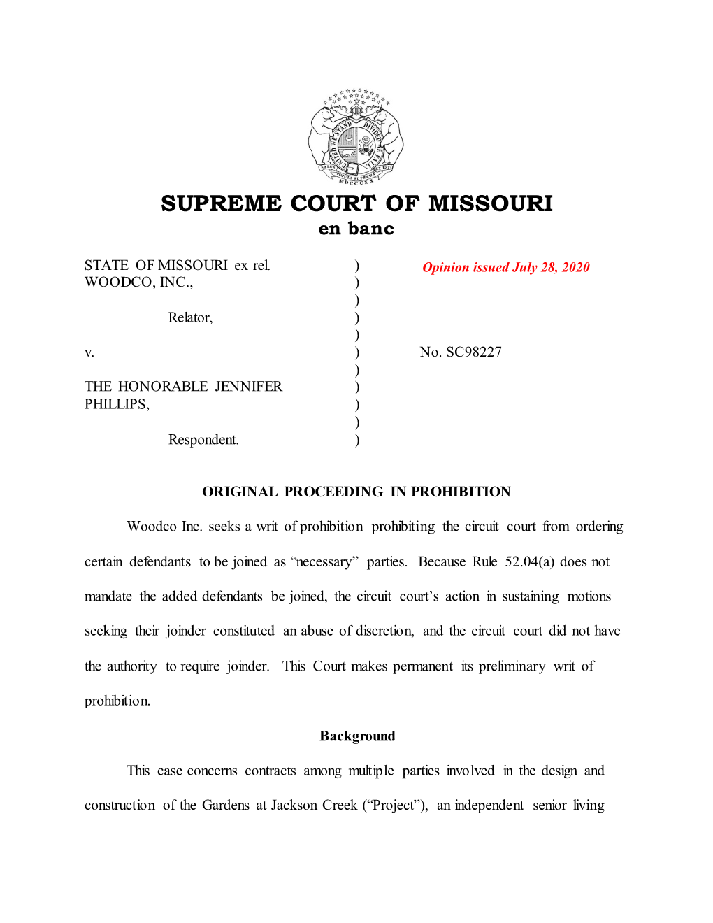 Supreme Court of Missouri's Decision in SC98227