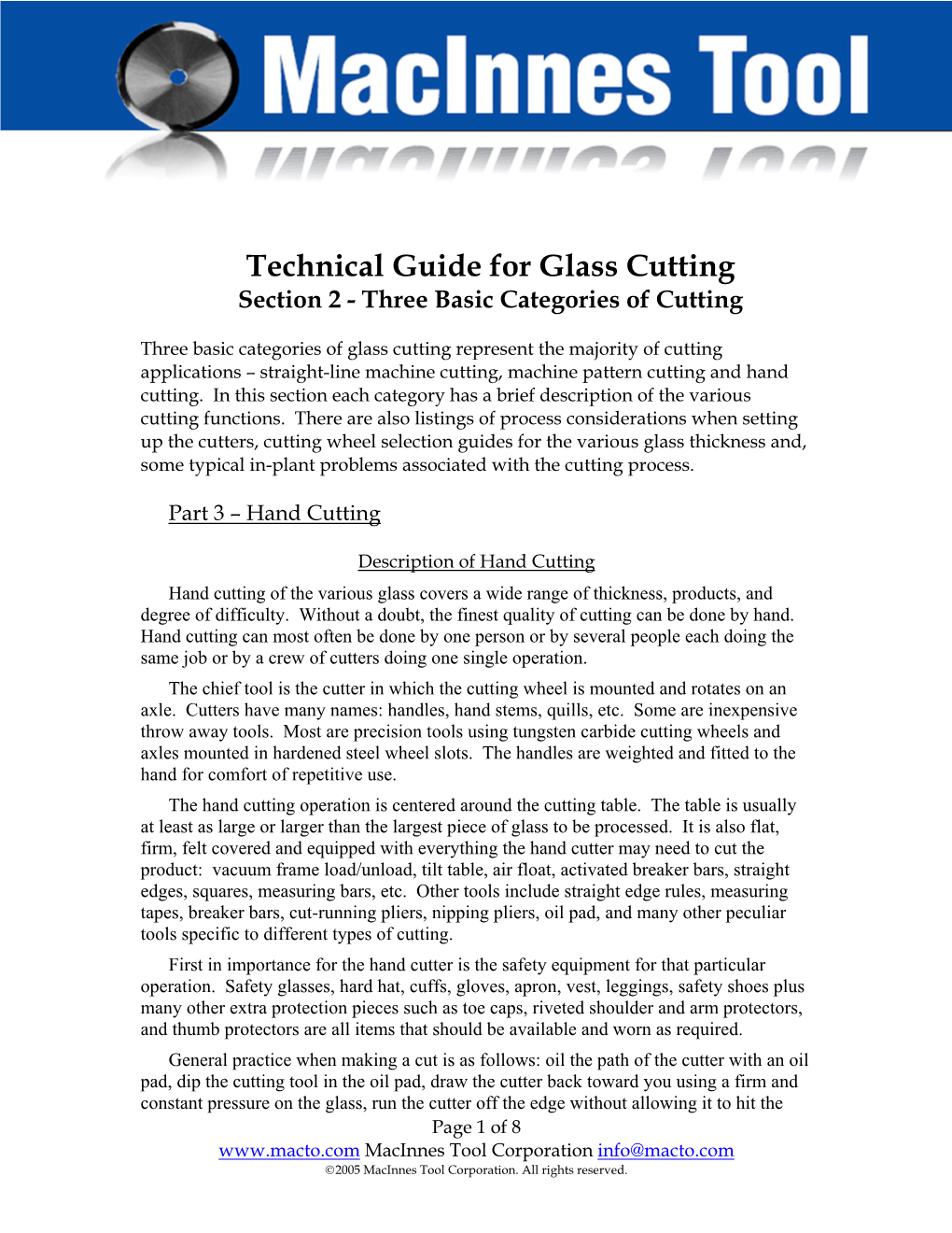 Technical Guide for Glass Cutting Section 2 - Three Basic Categories of Cutting