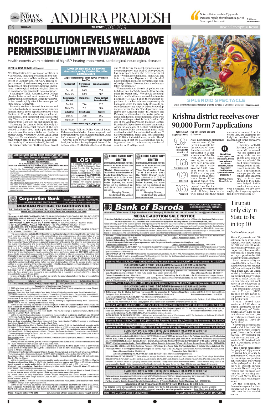 NOISE POLLUTION LEVELS WELL ABOVE PERMISSIBLE LIMIT in VIJAYAWADA Health Experts Warn Residents of High BP, Hearing Impairment, Cardiological, Neurological Diseases