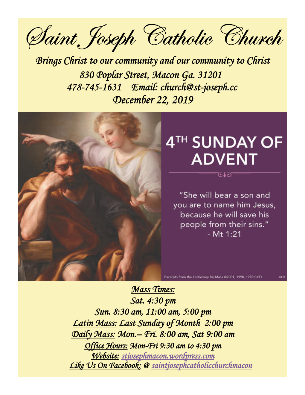 Saint Joseph Catholic Church Brings Christ to Our Community and Our Community to Christ