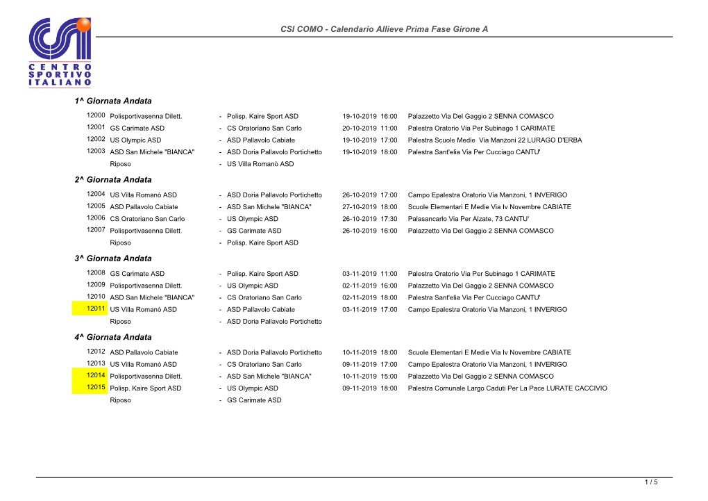 Stampa Calendario