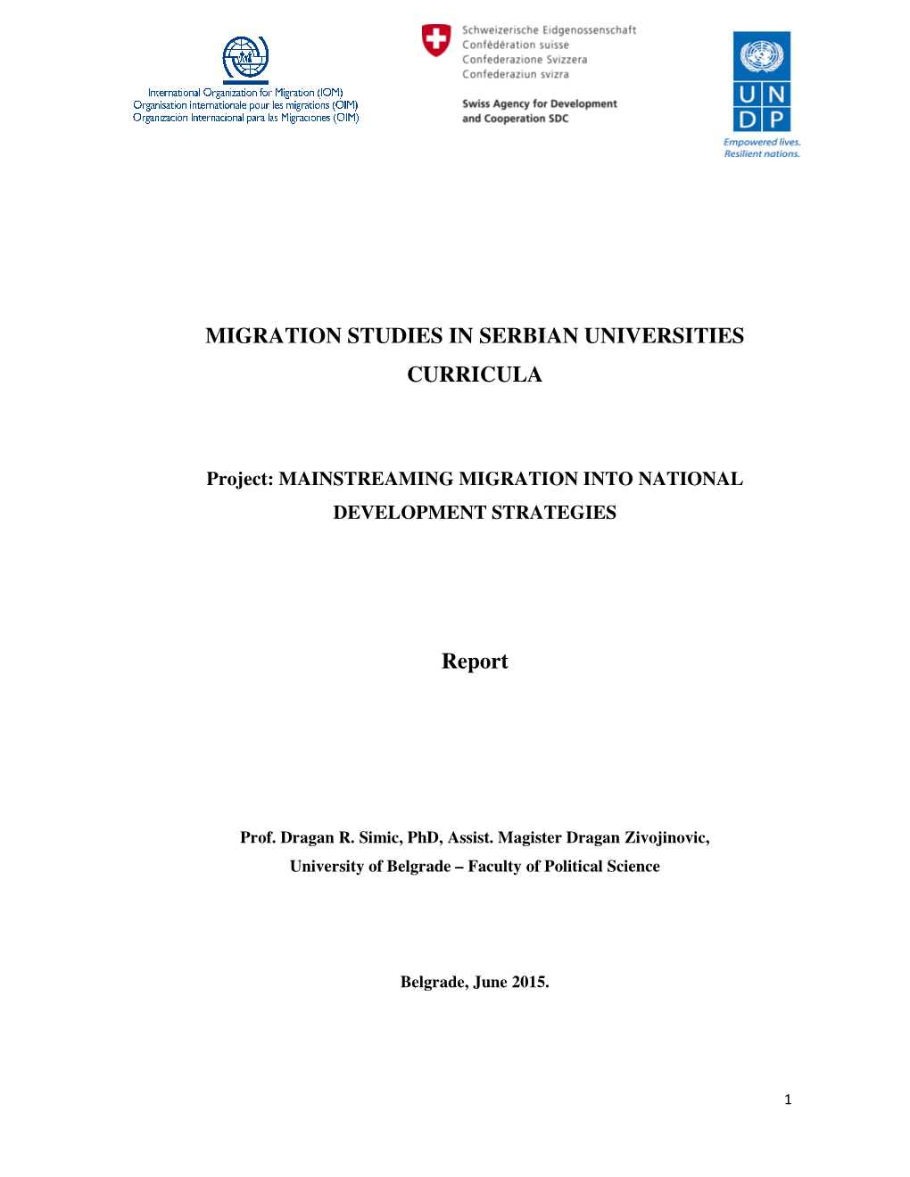 Migration Studies in Serbian Universities Curricula