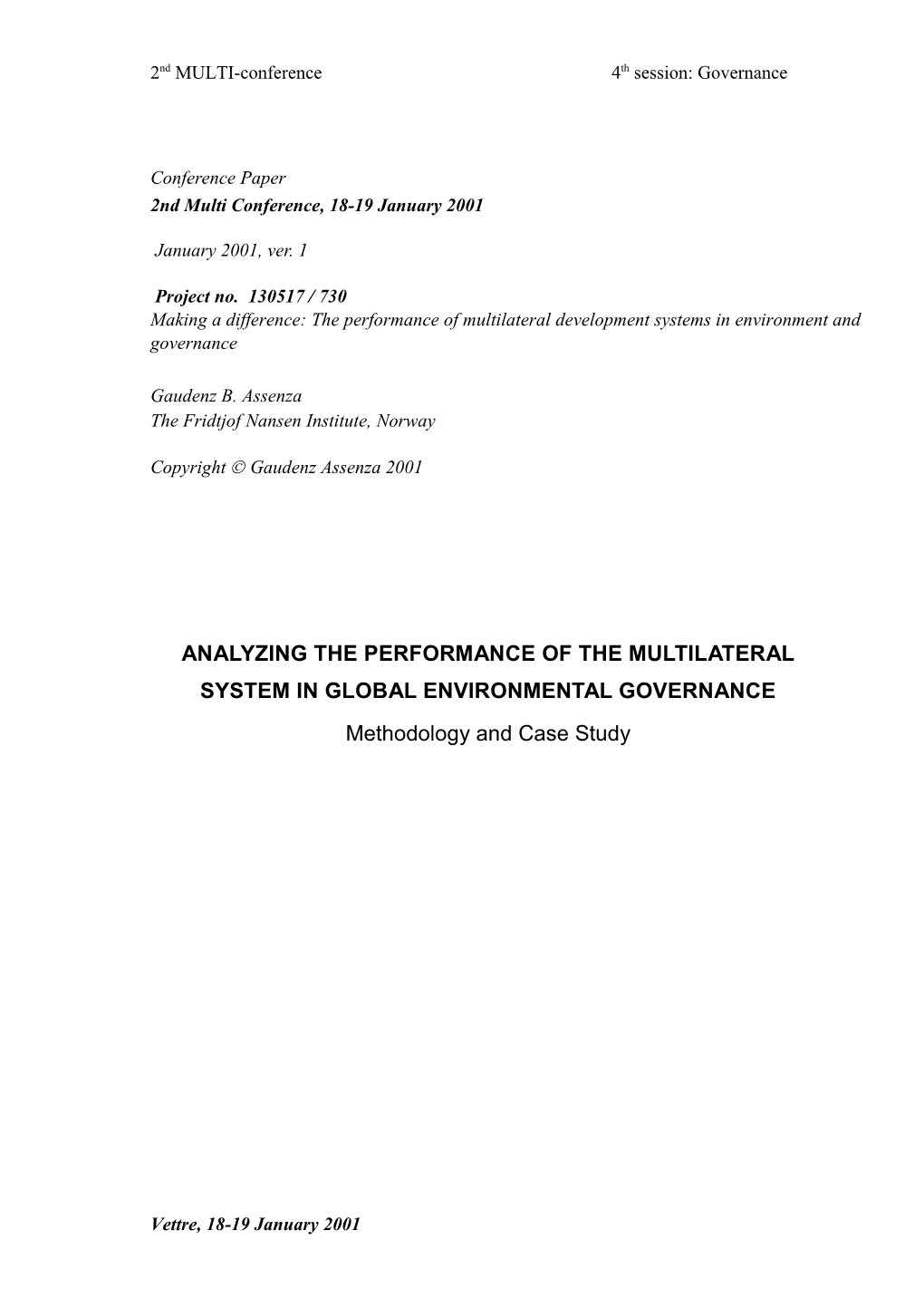 2Nd Multi Conference, 18-19 January 2001