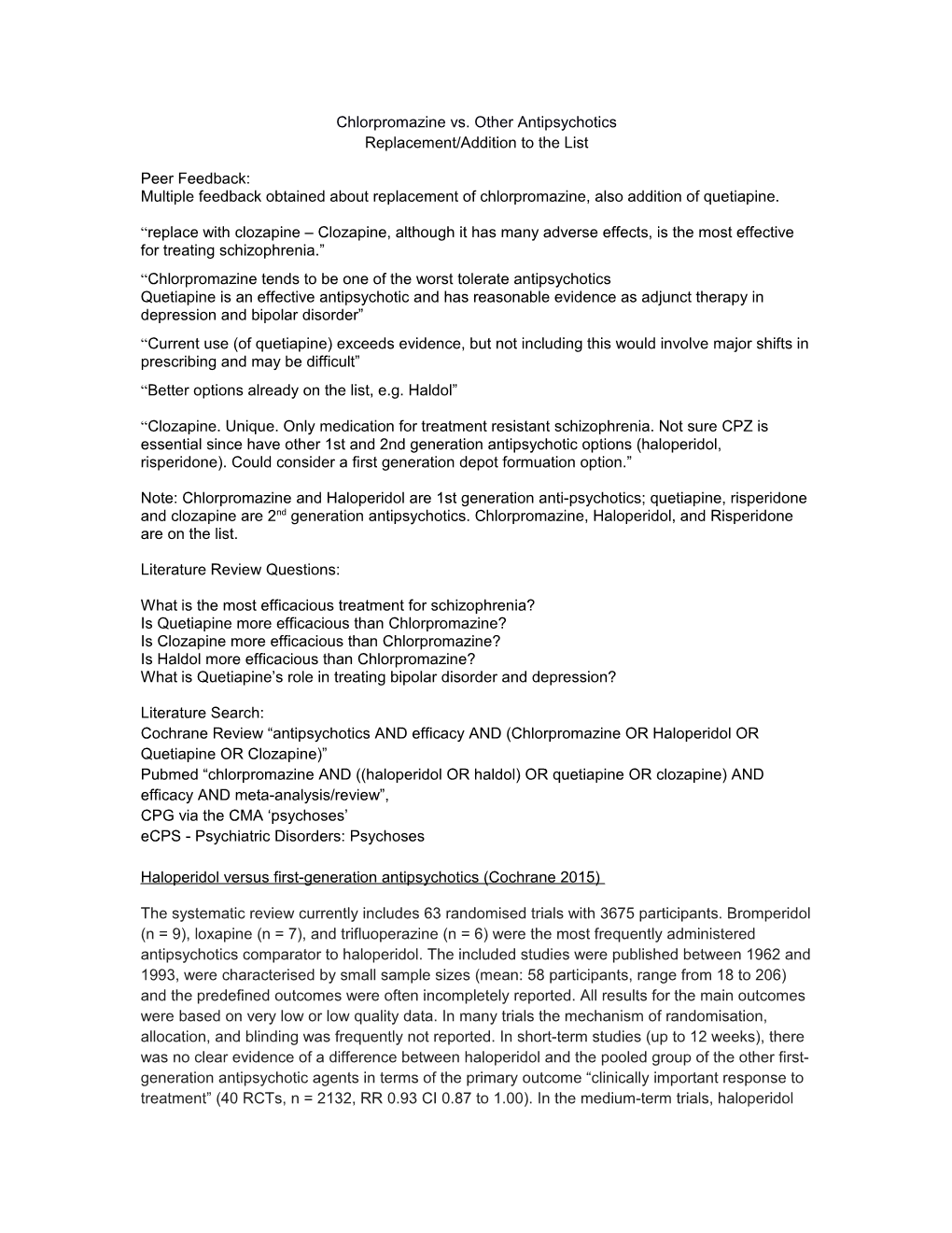 Chlorpromazine Vs. Other Antipsychotics