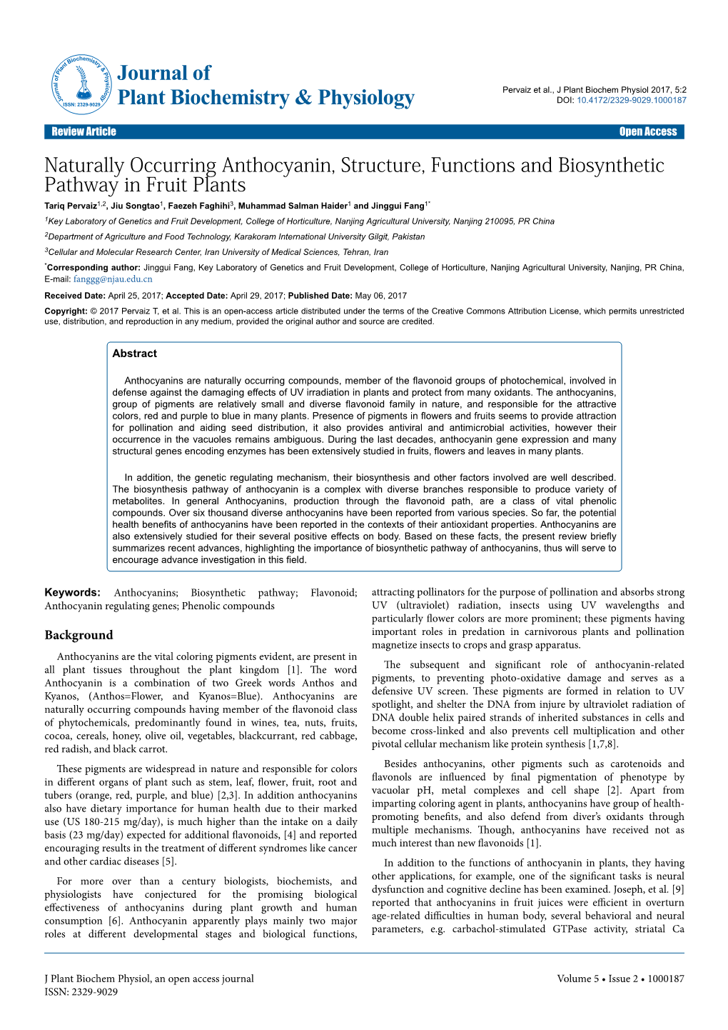 Naturally Occurring Anthocyanin, Structure, Functions And