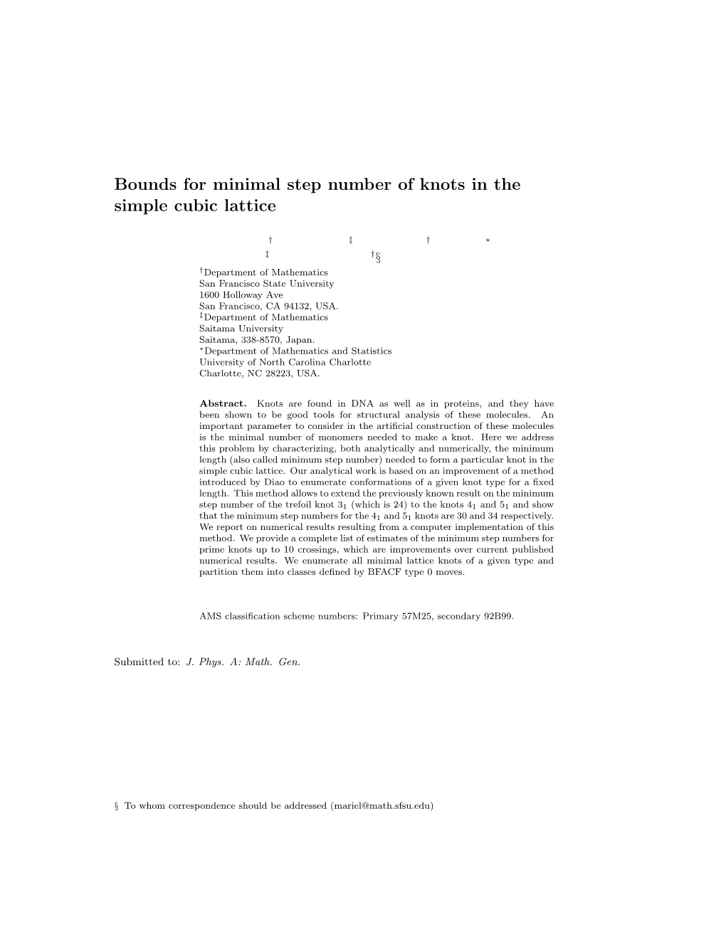 Bounds for Minimal Step Number of Knots in the Simple Cubic Lattice