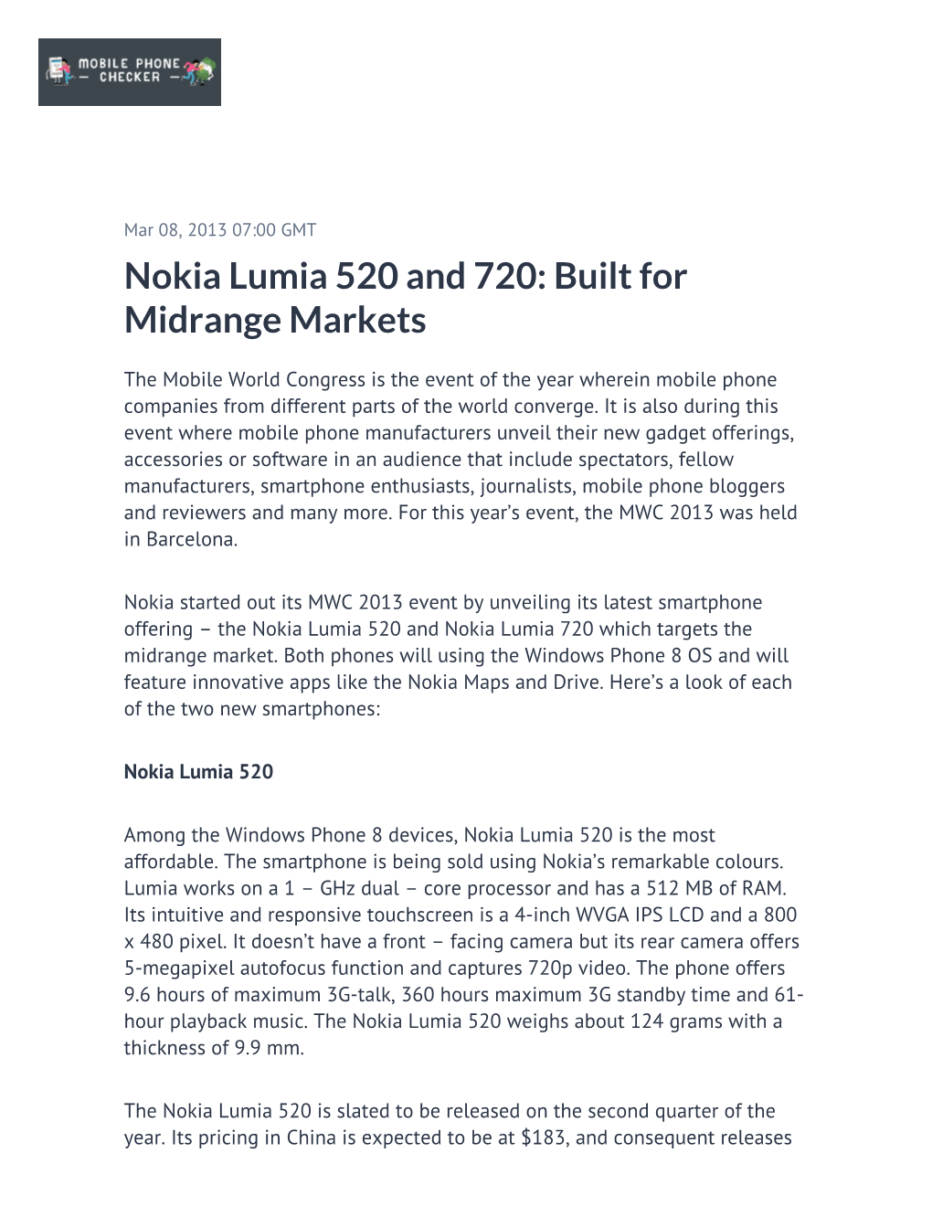 Nokia Lumia 520 and 720: Built for Midrange Markets