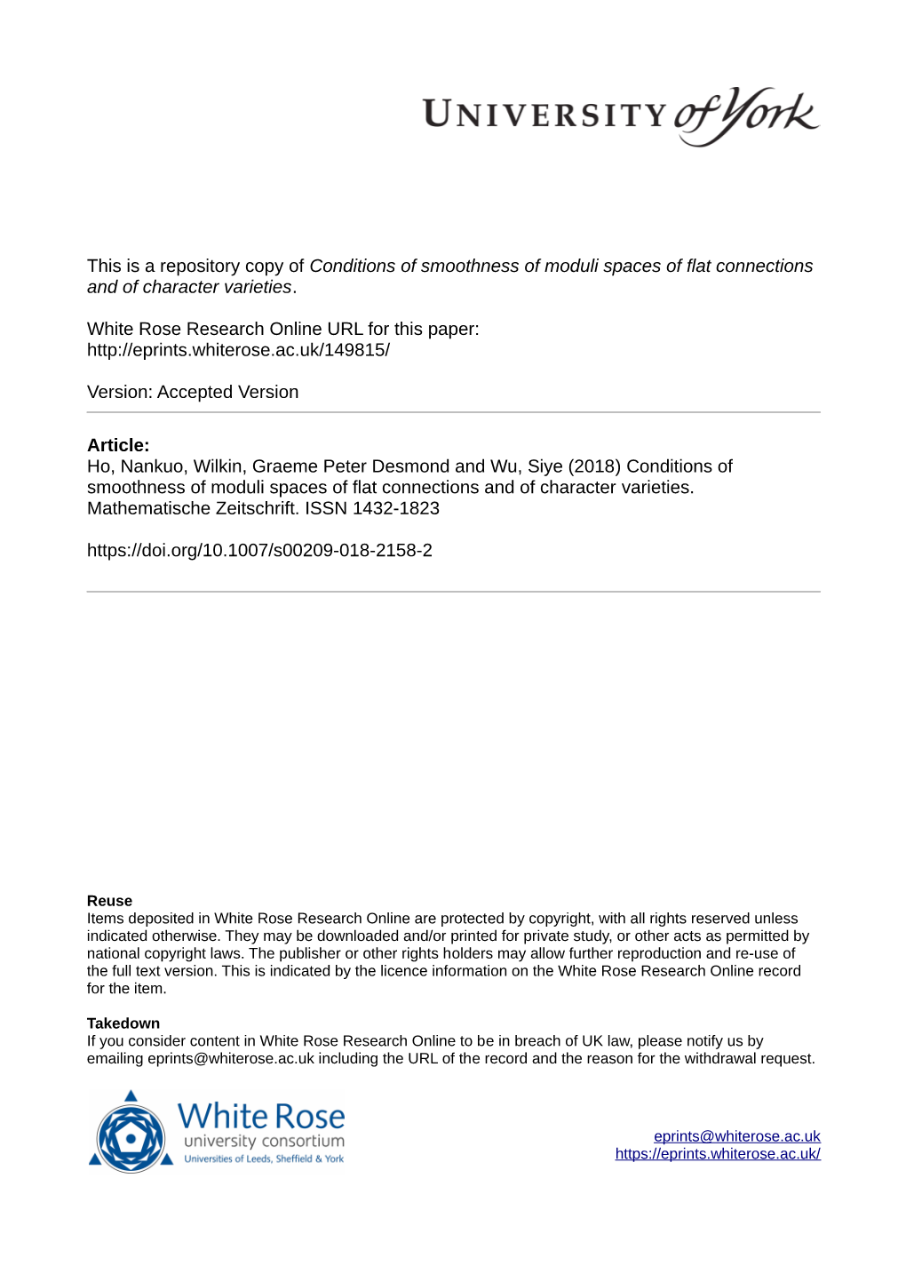 Conditions of Smoothness of Moduli Spaces of Flat Connections and of Character Varieties