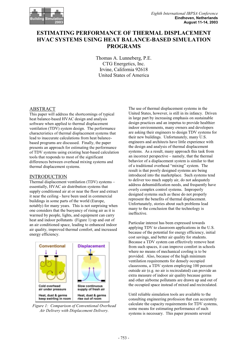 Estimating Performance of Thermal Displacement Hvac Systems Using Heat Balance-Based Simulation Programs