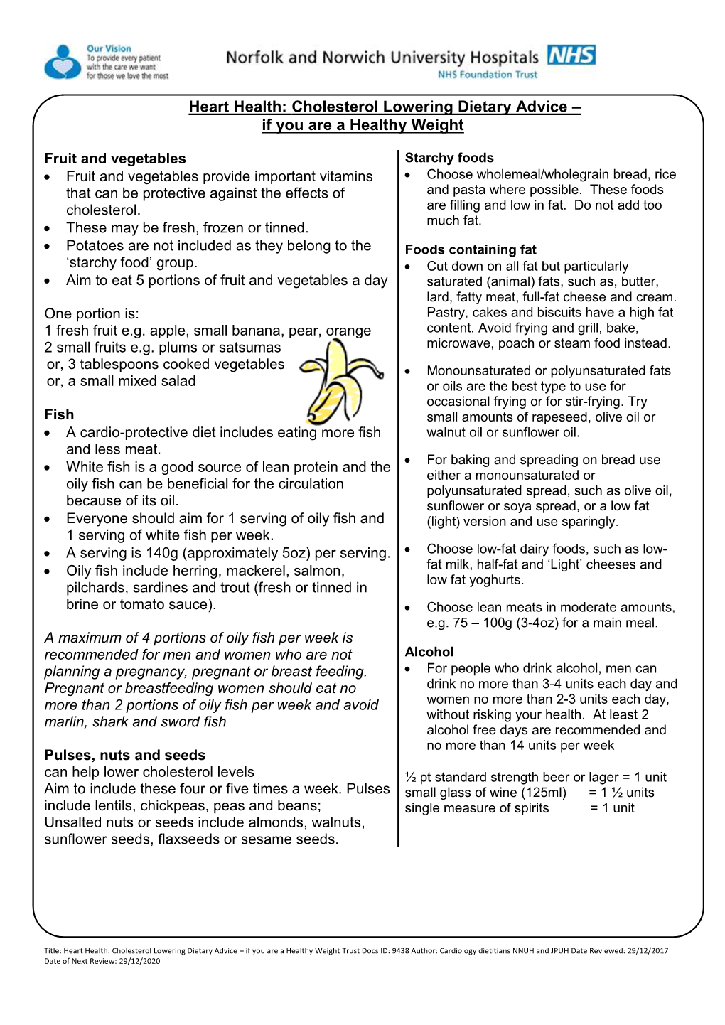 Heart Health: Cholesterol Lowering Dietary Advice – If You Are a Healthy Weight