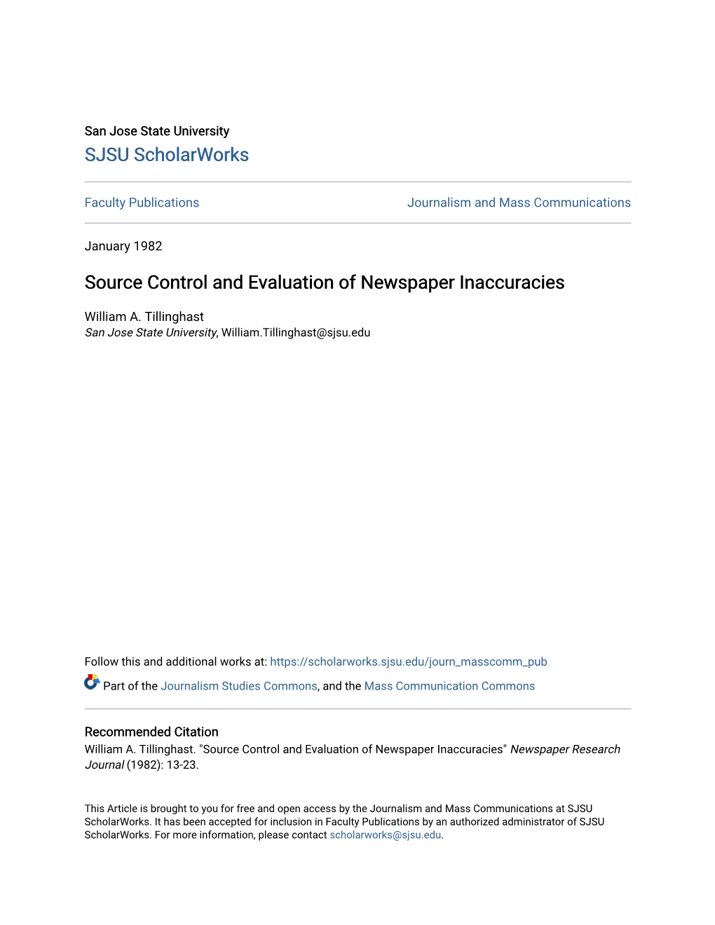 Source Control and Evaluation of Newspaper Inaccuracies