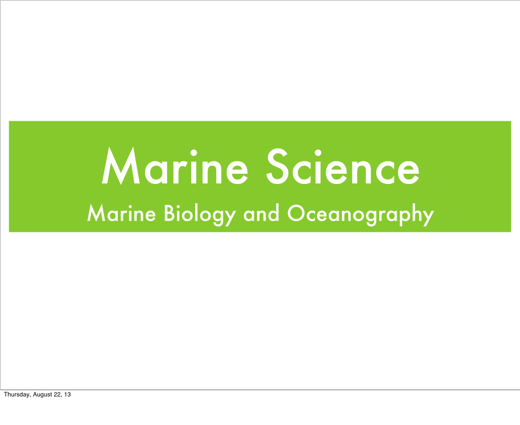 Marine Biology and Oceanography