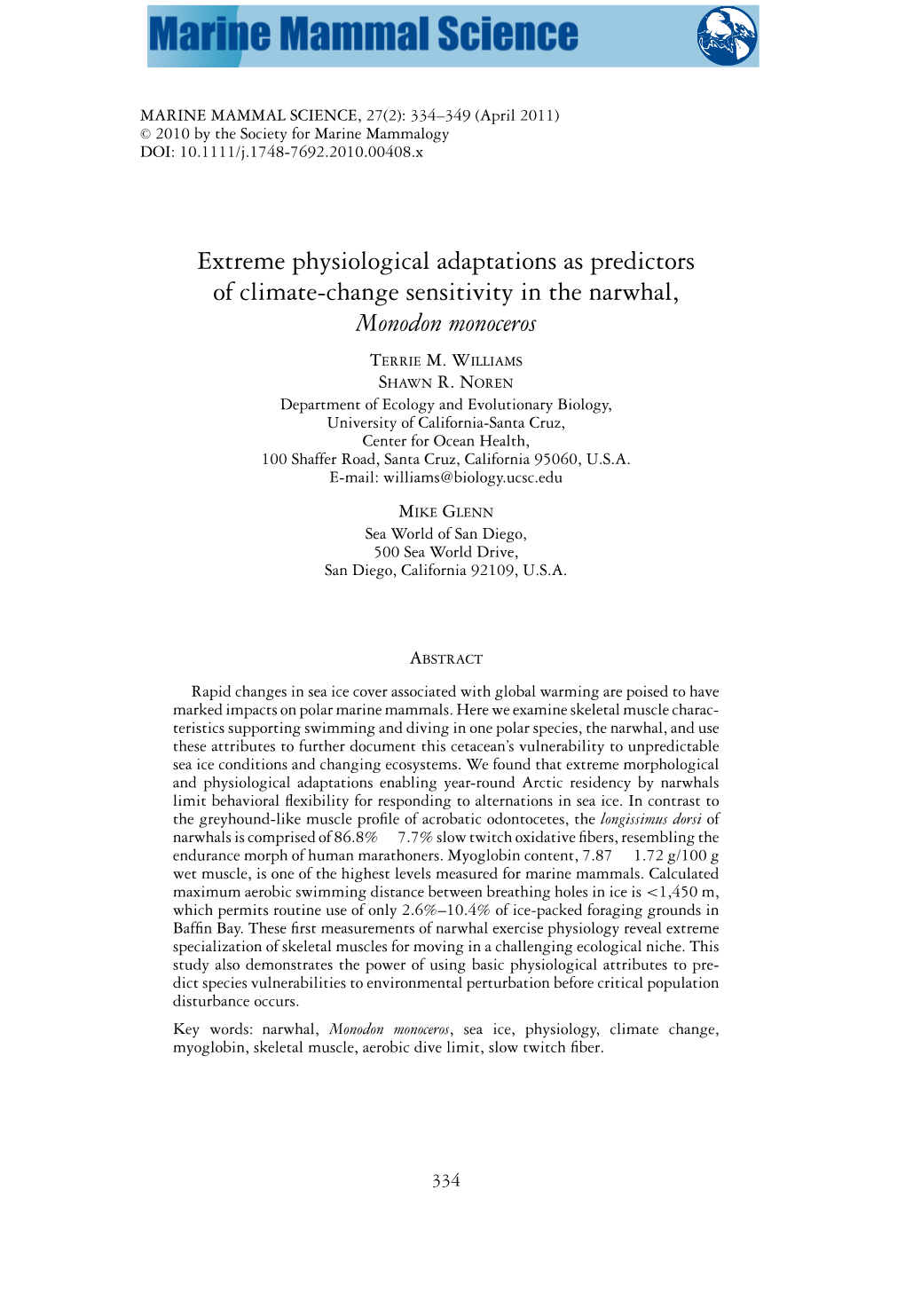 Extreme Physiological Adaptations As Predictors of Climatechange