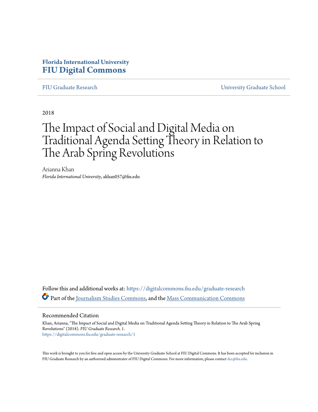 The Impact of Social and Digital Media on Traditional Agenda Setting