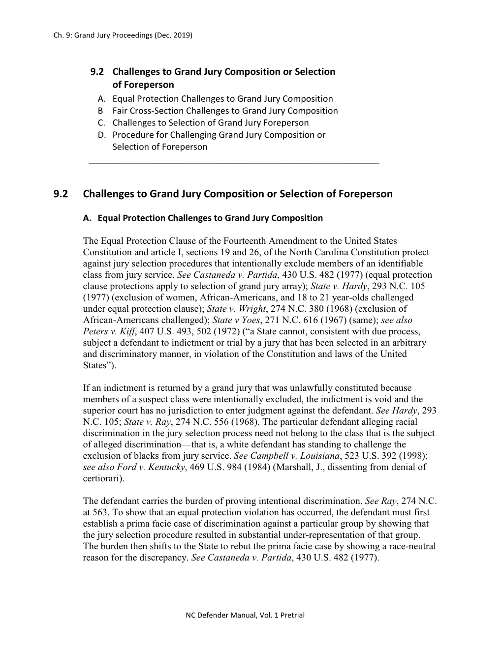 9.2 Challenges to Grand Jury Composition Or Selection of Foreperson A