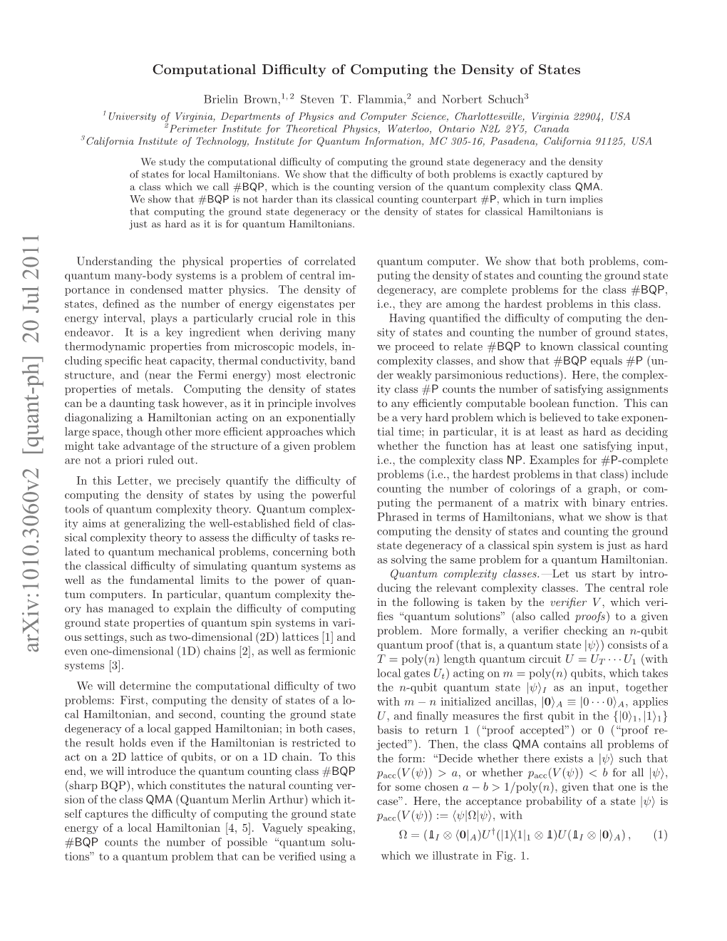 Computational Difficulty of Computing the Density of States