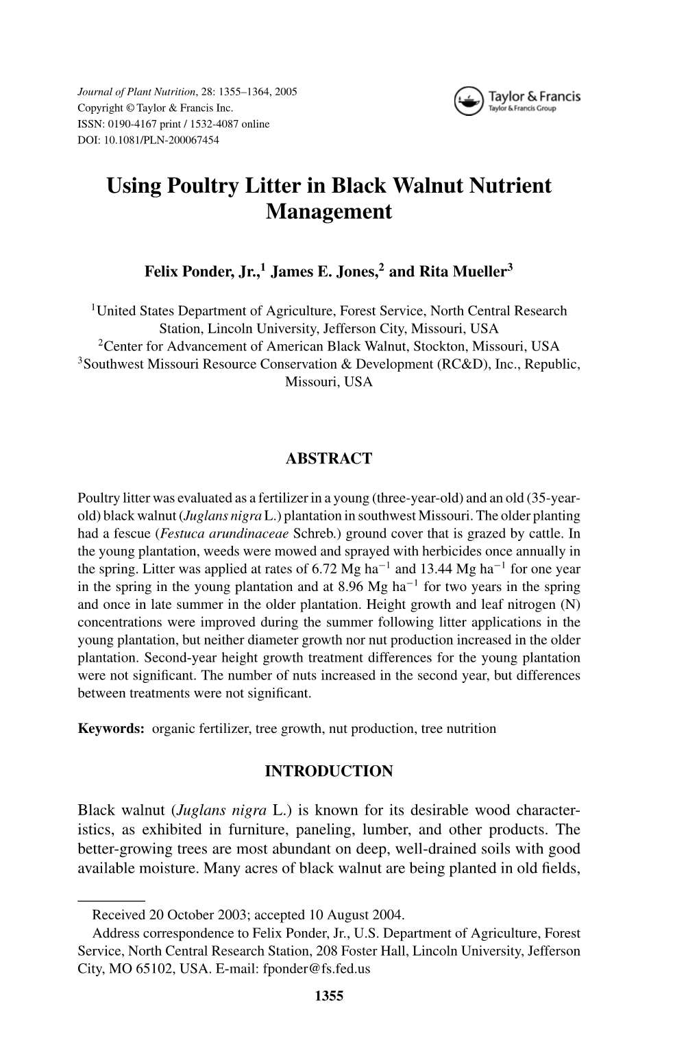 Using Poultry Litter in Black Walnut Nutrient Management