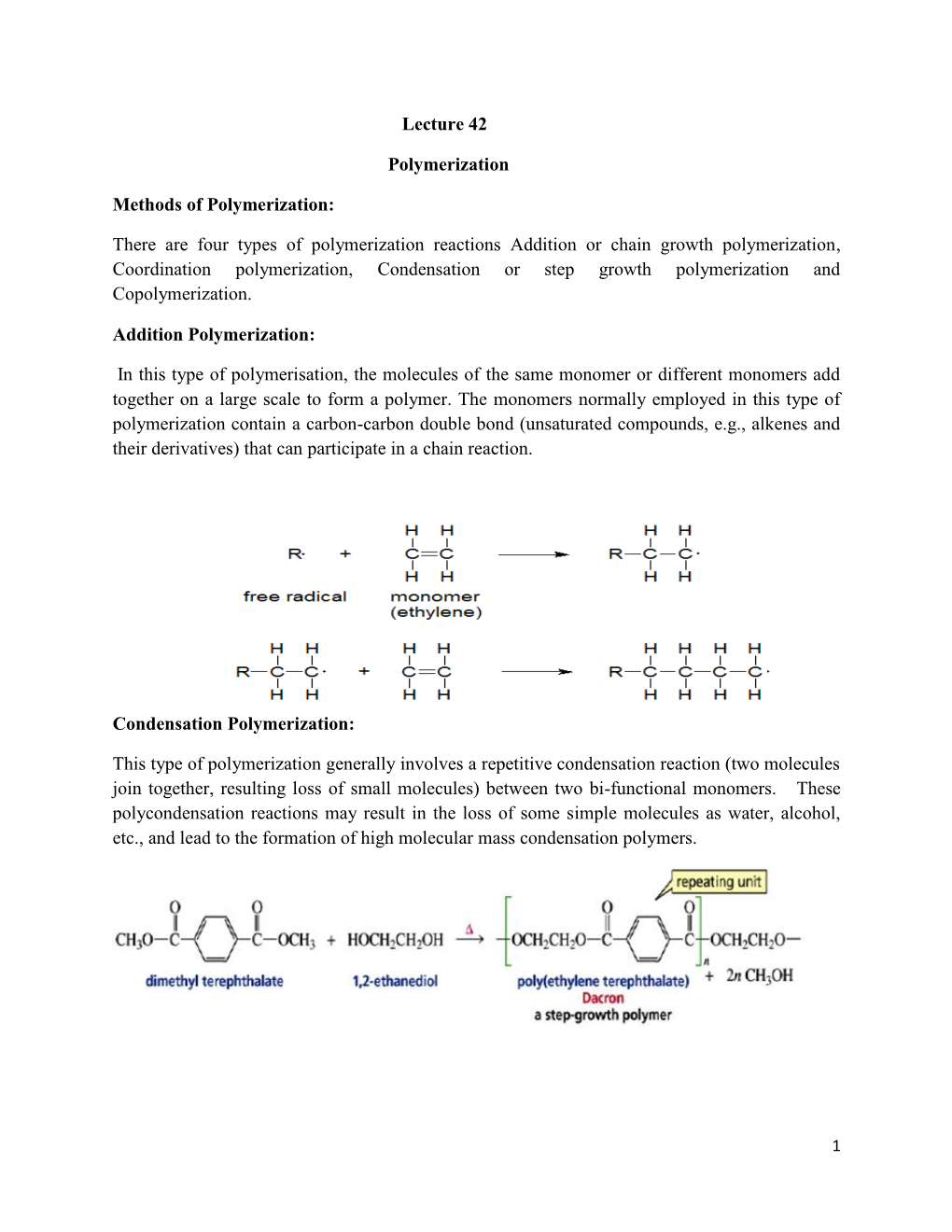 There Are Four Types of Polymerization Reactions Addition Or Chain Grow