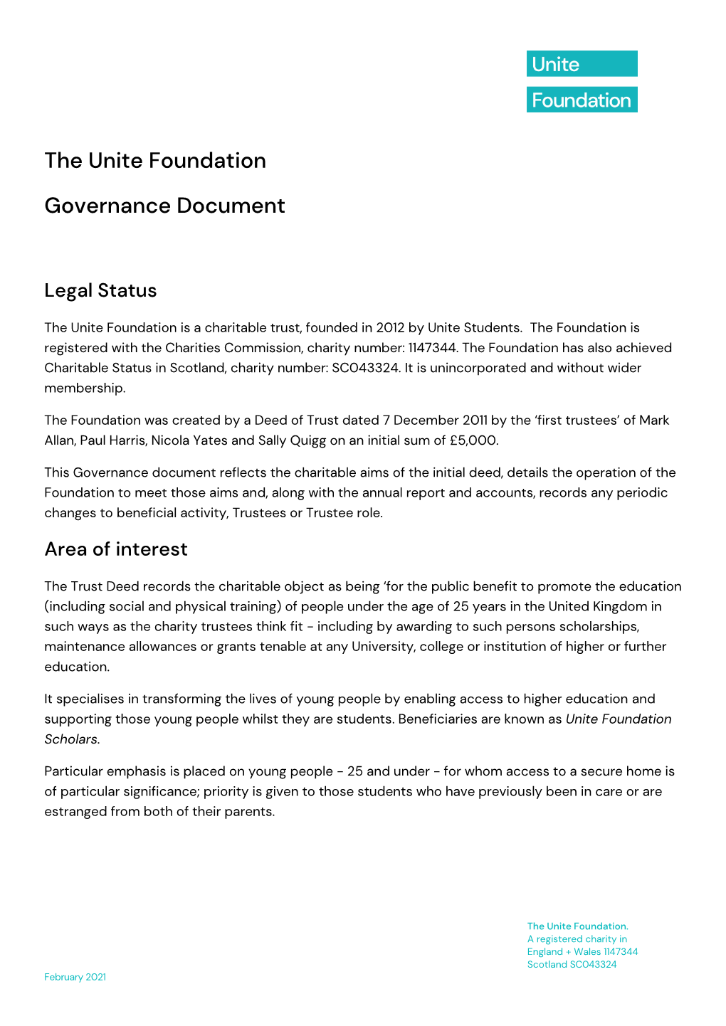 The Unite Foundation Governance Document