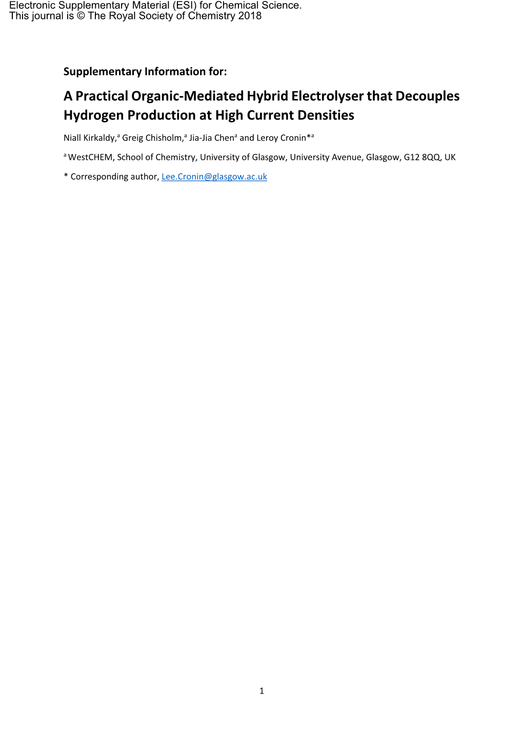 A Practical Organic-Mediated Hybrid Electrolyser That Decouples