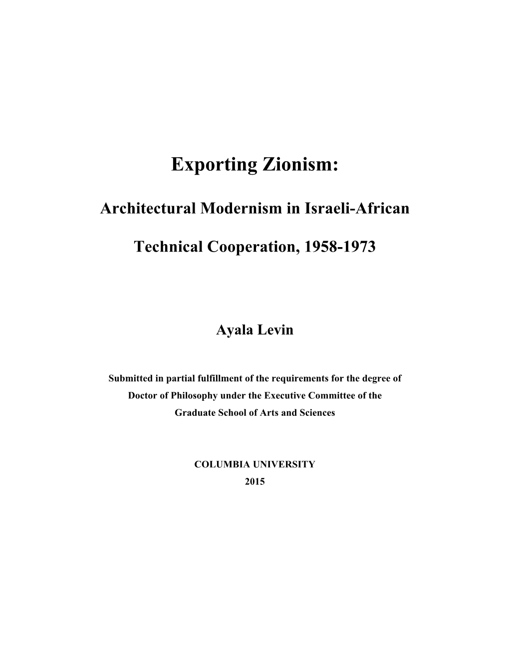 Exporting Zionism