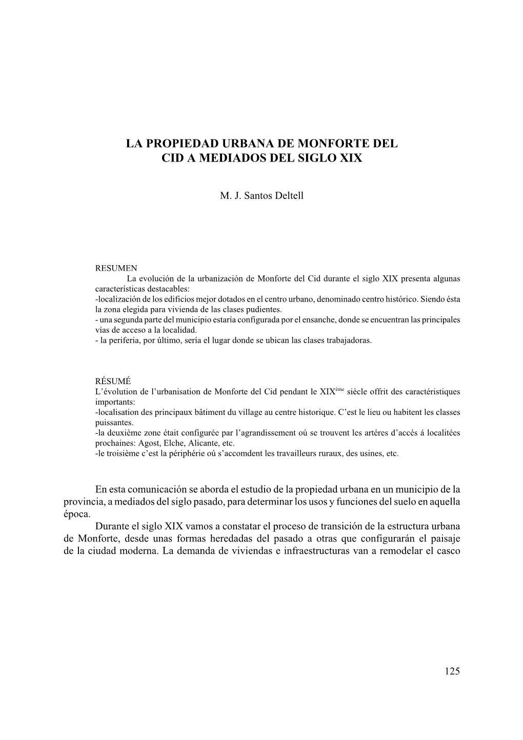 La Propiedad Urbana De Monforte Del Cid a Mediados Del Siglo Xix