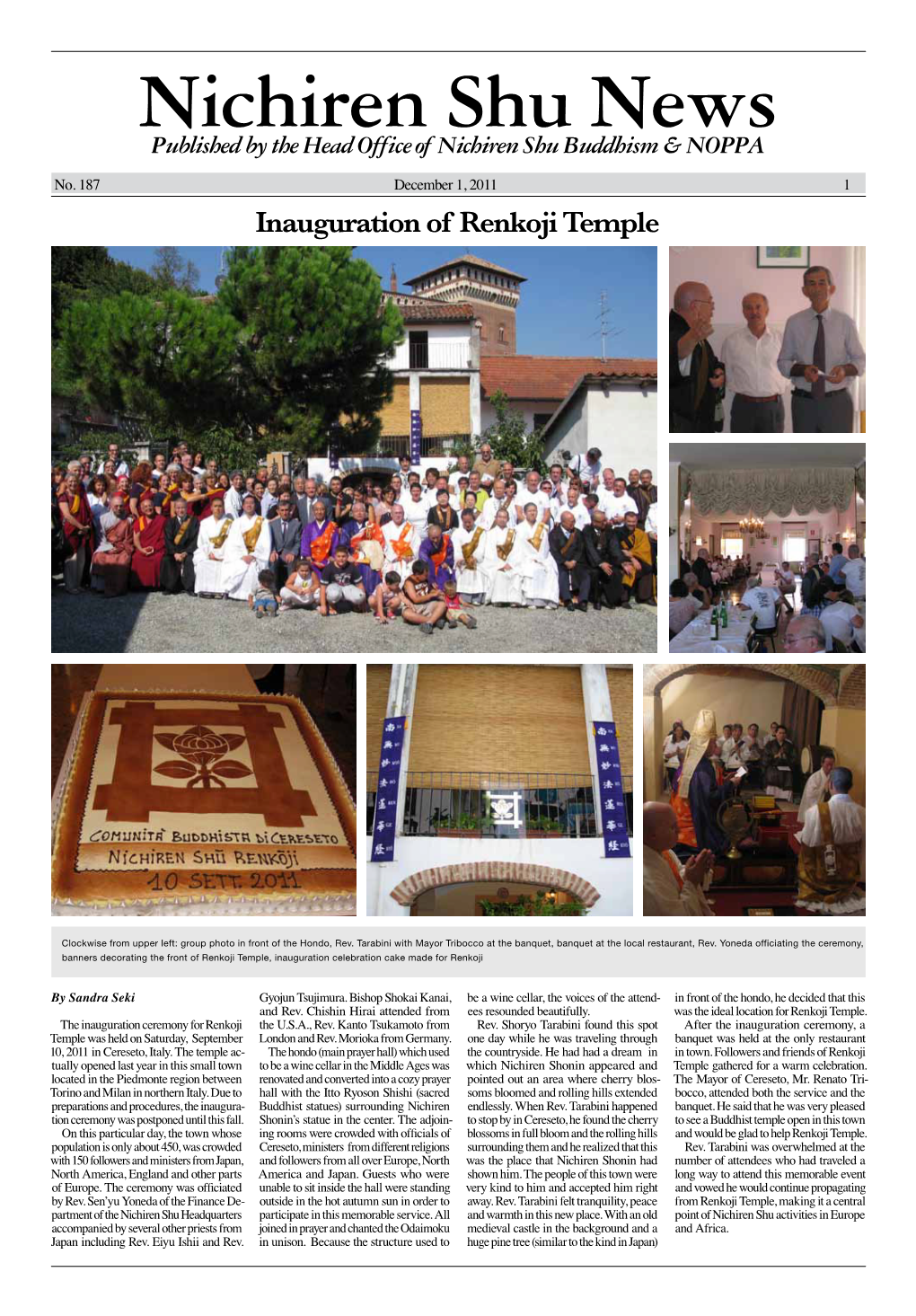 Nichiren Shu News Published by the Head Office of Nichiren Shu Buddhism & NOPPA